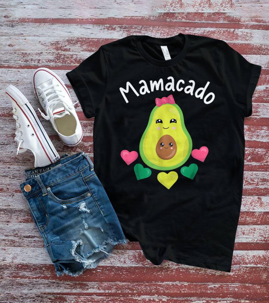 Mamacado Cute Avocado Lover Vegan Vegetarian Heart T-Shirt