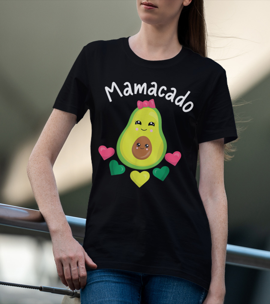 Mamacado Cute Avocado Lover Vegan Vegetarian Heart T-Shirt