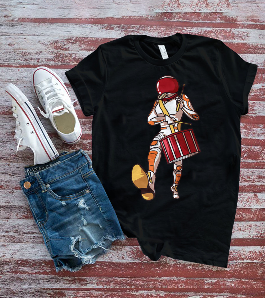 Marching Band Drums Mom Player High School Space-Themed Drummer Astronaut T-Shirt