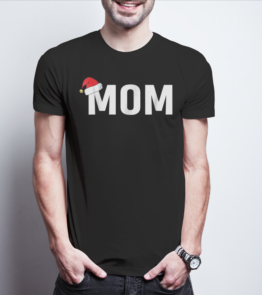 Mom Santa Hat Christmas Family T-Shirt