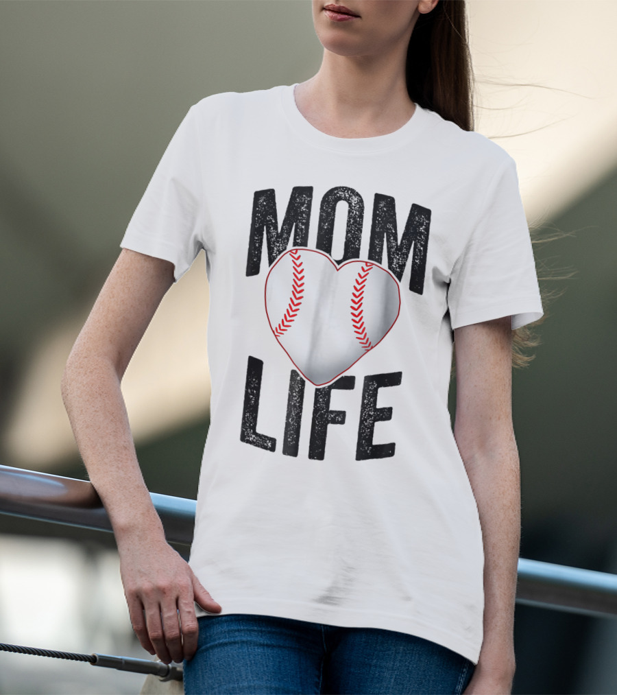 Mom Life Baseball Heart Mother Mama Player Team Heart25 T-Shirt