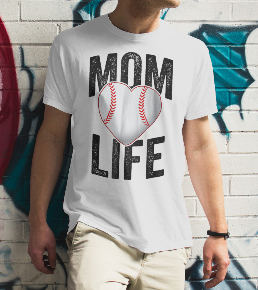 Mom Life Baseball Heart Mother Mama Player Team Heart25 T-Shirt