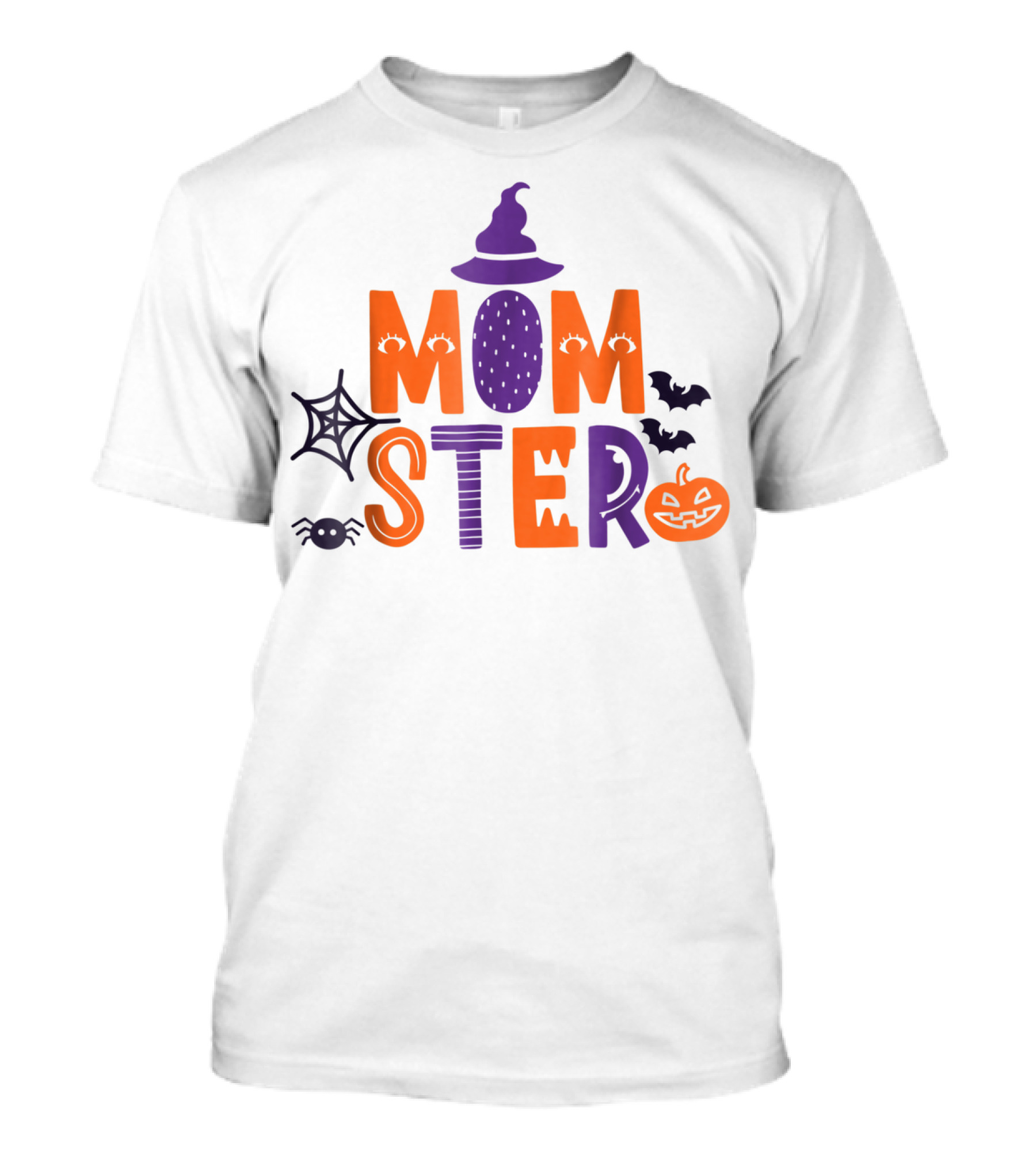 Momster Halloween Witch Hat Spider Web Bat Pumpkin 90 T-Shirt