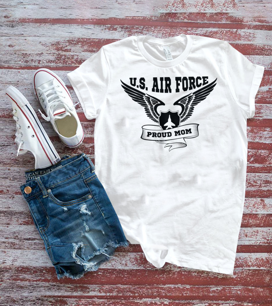U.S. Air Force Proud Mom Winged Emblem T-Shirt
