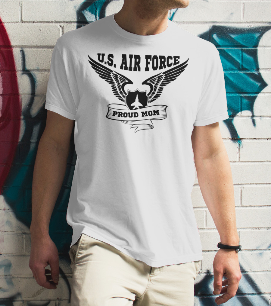 U.S. Air Force Proud Mom Winged Emblem T-Shirt