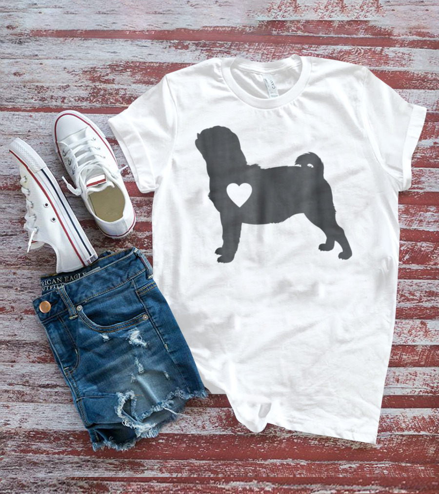 Pug Love Heart Silhouette Pug Dog Mom59 T-Shirt