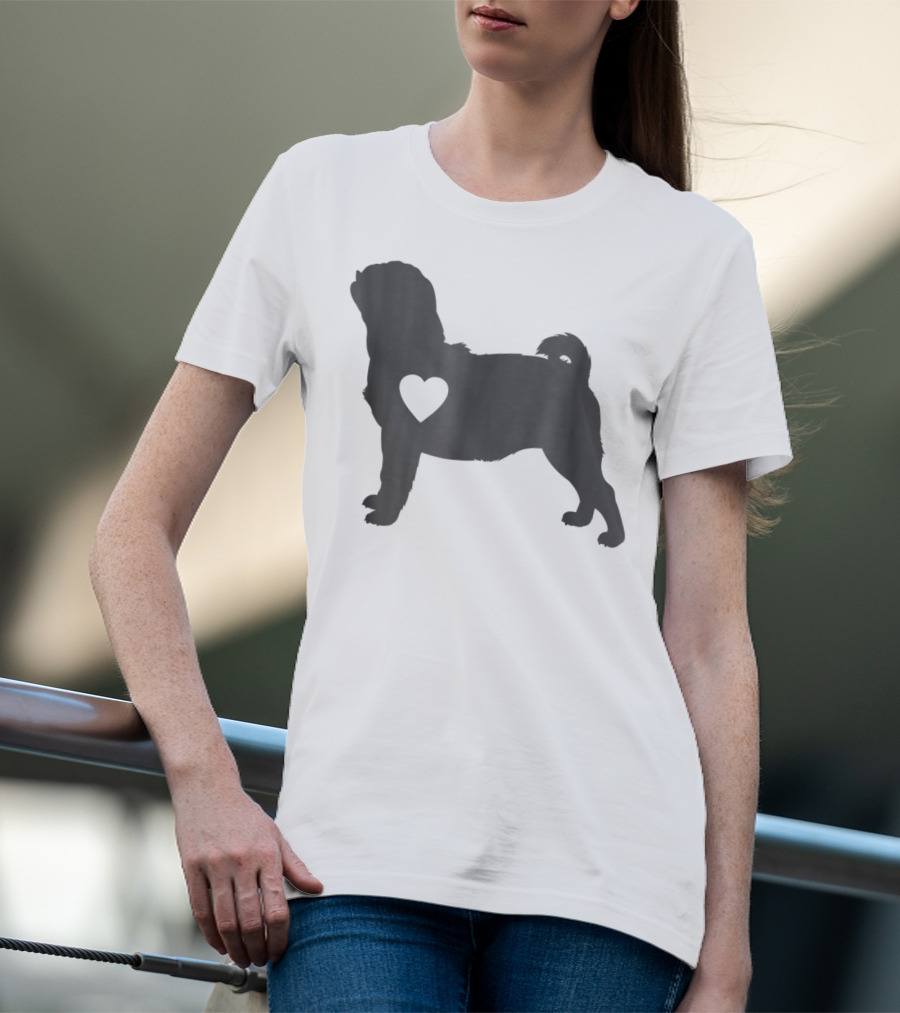 Pug Love Heart Silhouette Pug Dog Mom59 T-Shirt