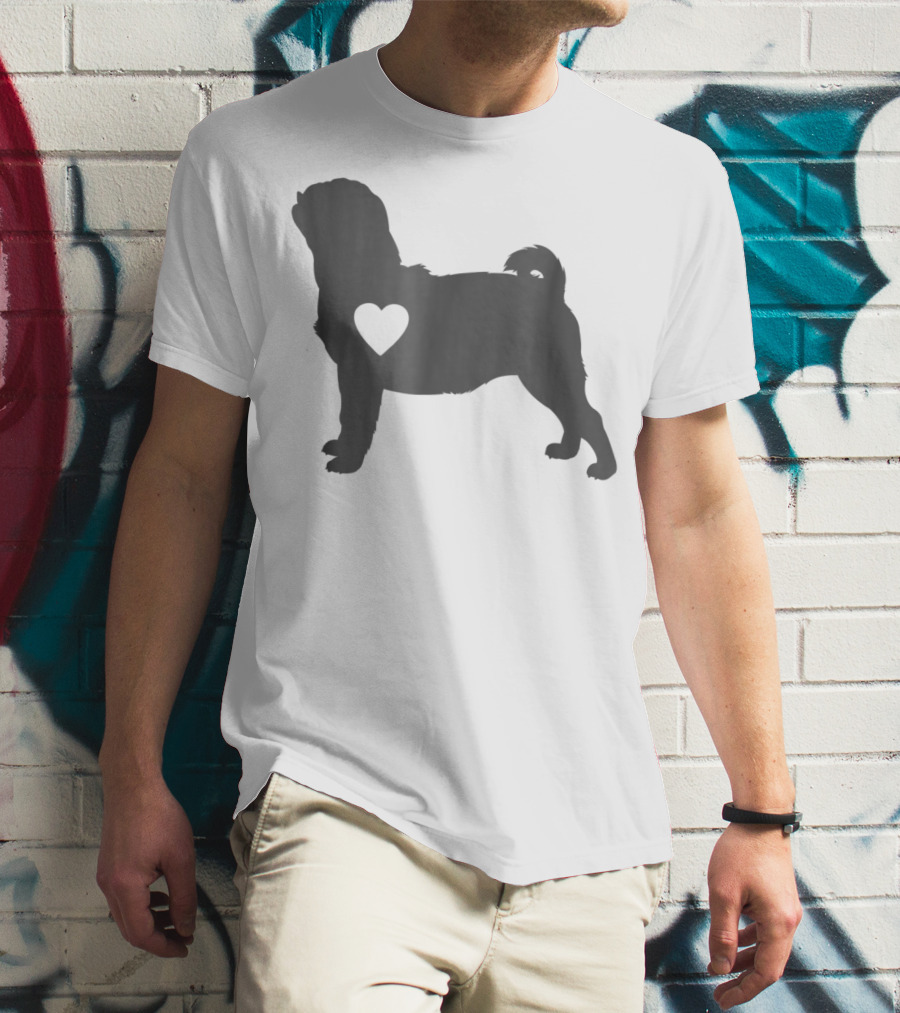 Pug Love Heart Silhouette Pug Dog Mom59 T-Shirt