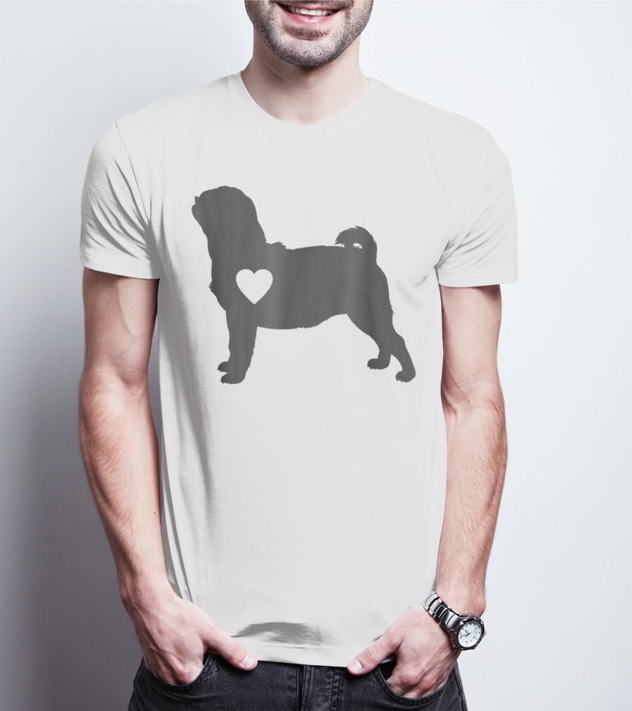 Pug Love Heart Silhouette Pug Dog Mom59 T-Shirt