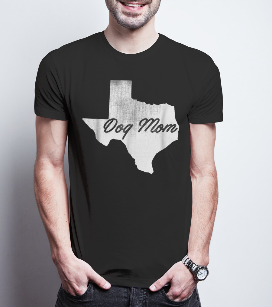 Texas State Dog Mom TX Lover Distressed Map T-Shirt