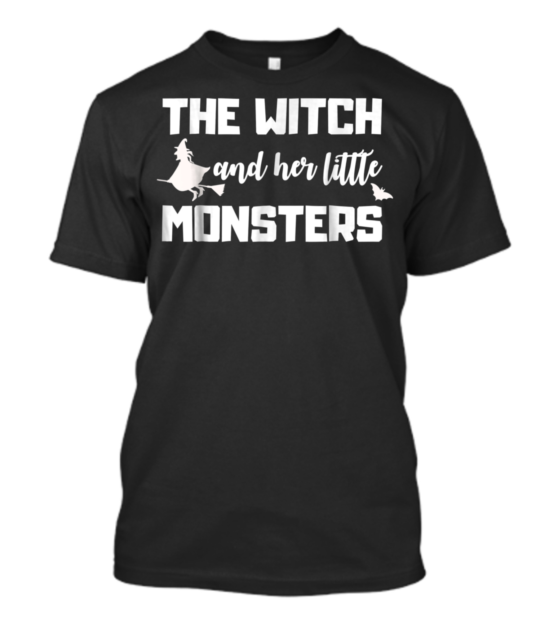 The Witch And Her Little Monsters With Flying Witch And Bat T-Shirt