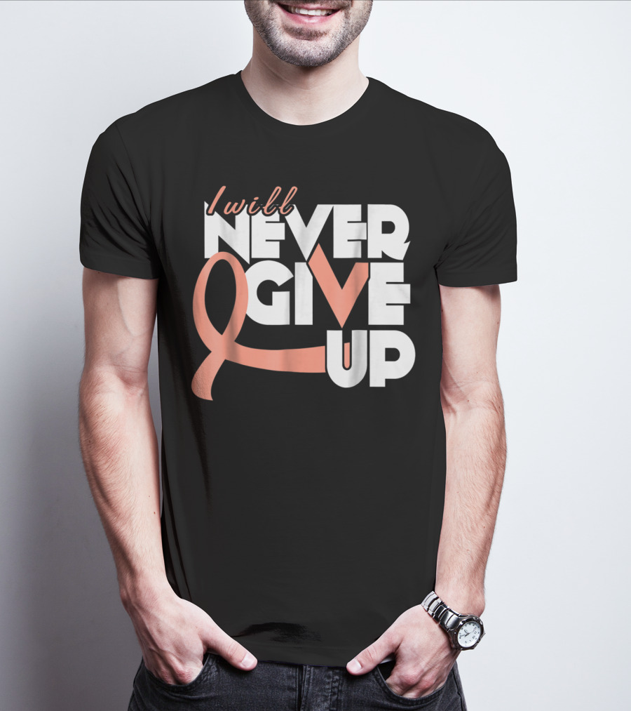 I Will Never Give Up Uterine Cancer Awareness T-Shirt