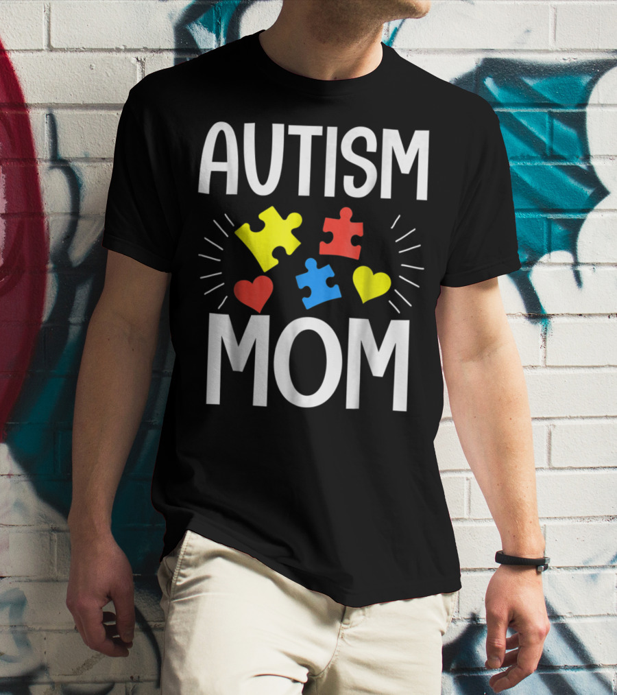 Autism Mom Colorful Puzzle Heart T-Shirt