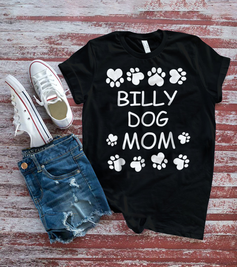 Billy Dog Mom Paw Print Heart Design Christmas Birthday T-Shirt
