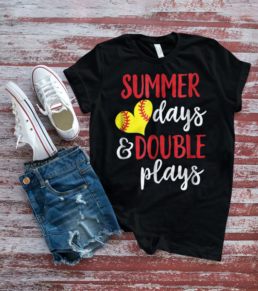 Summer Days And Double Plays Softball Girls T-Shirt