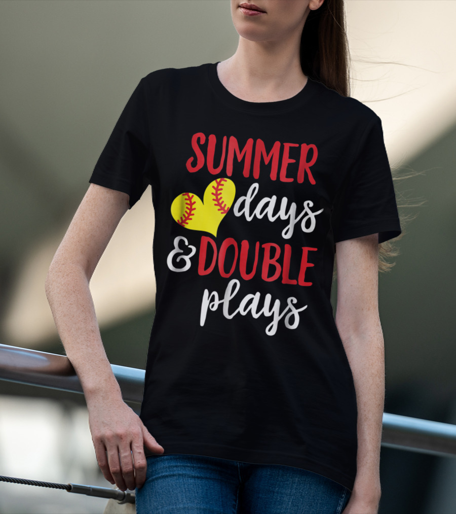 Summer Days And Double Plays Softball Girls T-Shirt