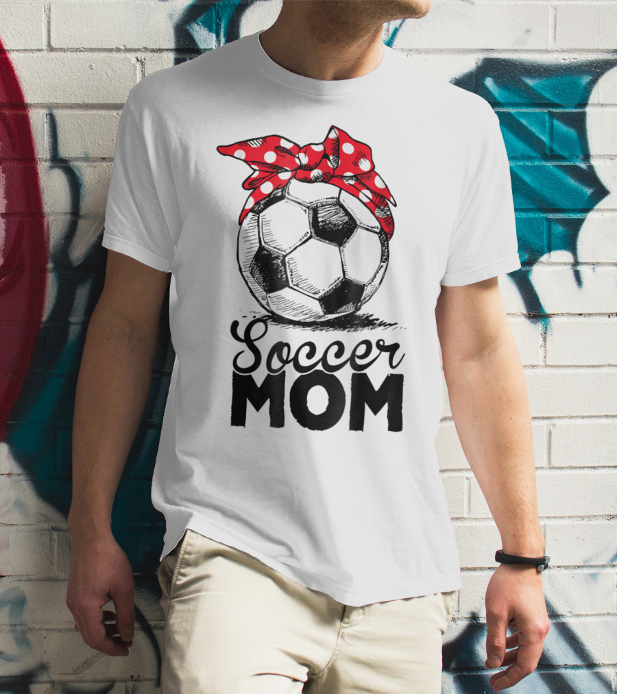 Funny Soccer Mom Polka Dot Bandana Vintage Soccer Fan Player17 T-Shirt