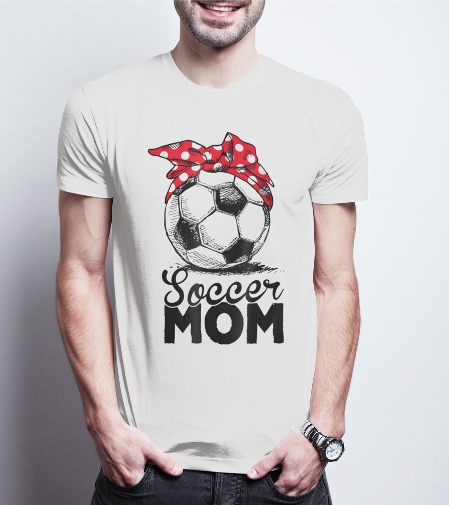 Funny Soccer Mom Polka Dot Bandana Vintage Soccer Fan Player17 T-Shirt