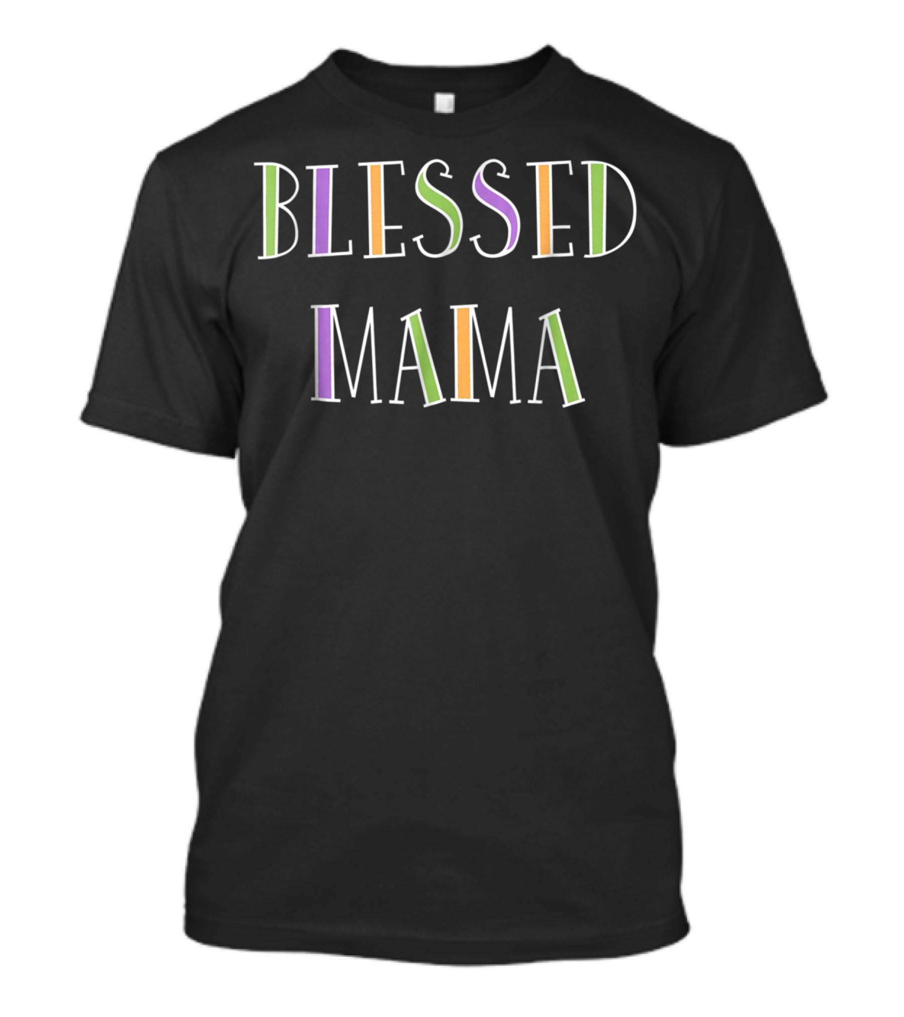 Blessed Mama Colorful Letters T-Shirt