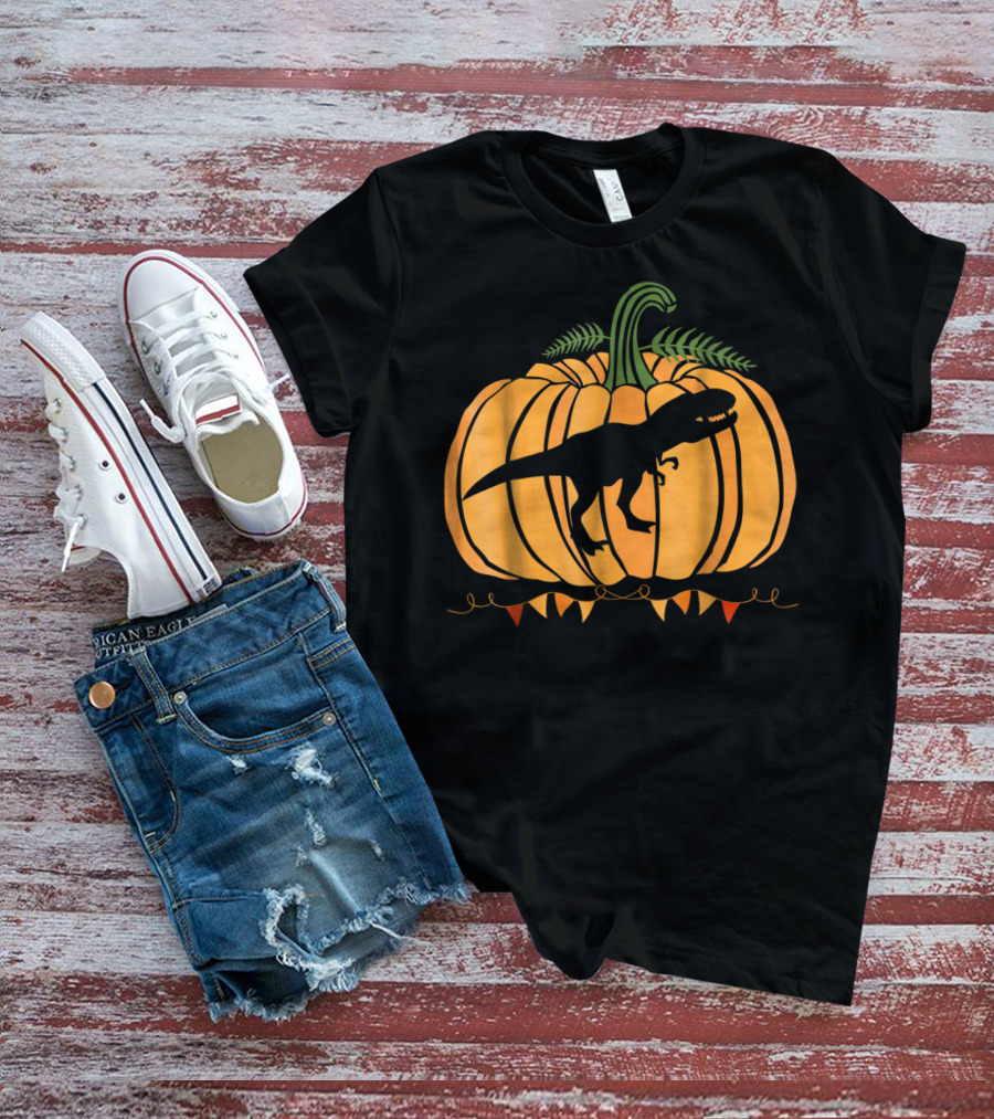 Dinosaur Inside Pumpkin Halloween Dad Mom63 T-Shirt