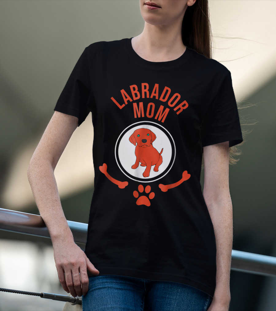 Labrador Mom Puppy Lover Cute Paw Bone T-Shirt