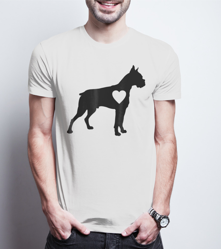 Boxer Dog Heart Silhouette Design For Loving Dog Moms T-Shirt