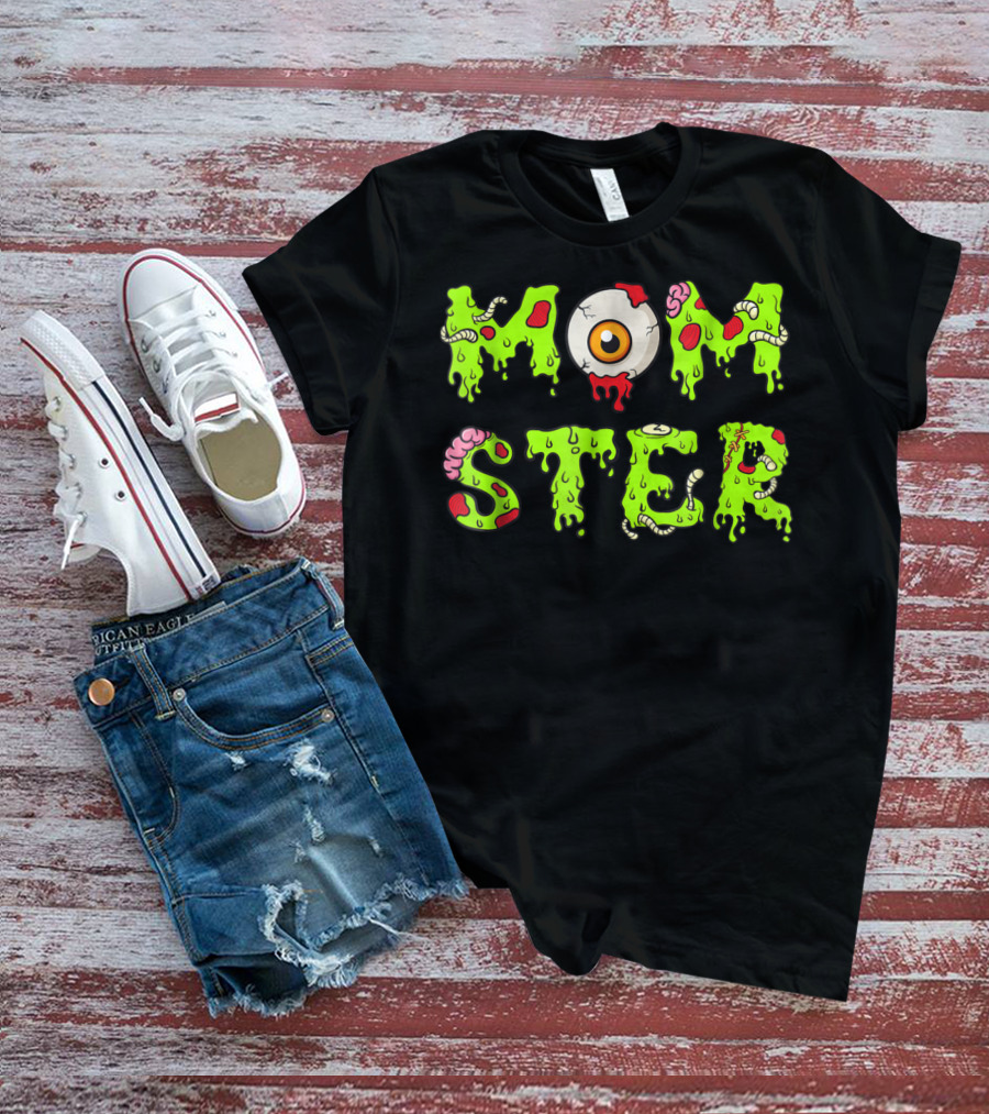 Momster49 Funny Halloween Monster Eye Slime Text T-Shirt