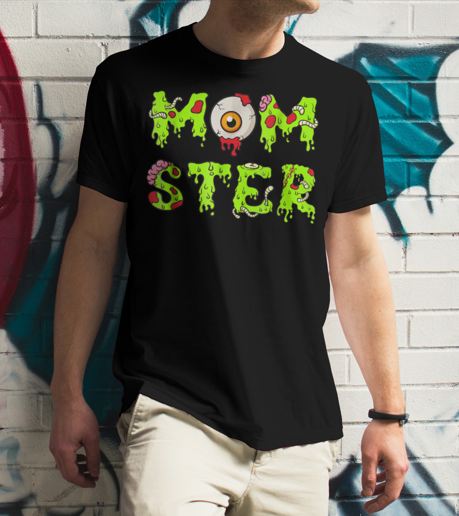 Momster49 Funny Halloween Monster Eye Slime Text T-Shirt
