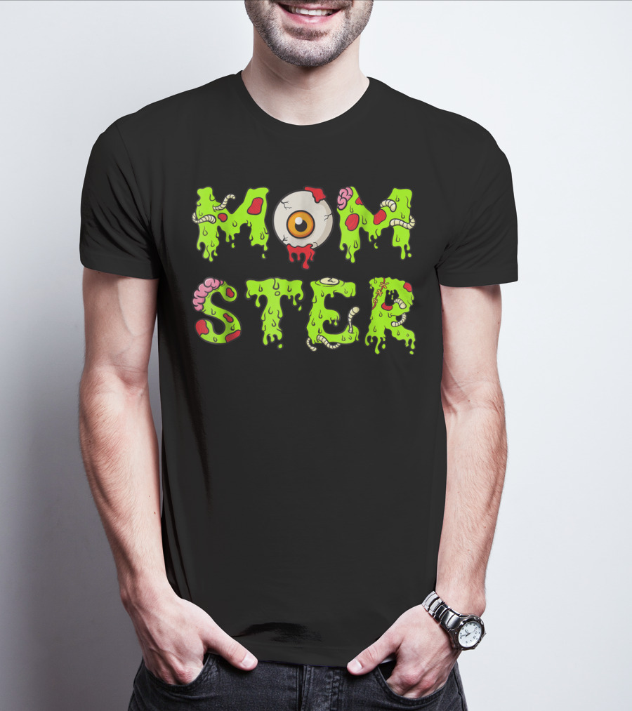 Momster49 Funny Halloween Monster Eye Slime Text T-Shirt