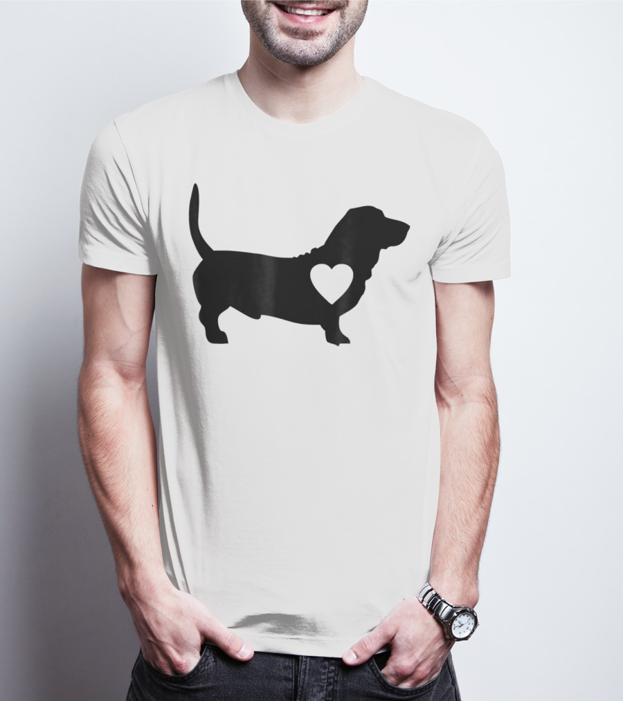 Basset Love Heart Silhouette Dog Idea Dog T-Shirt