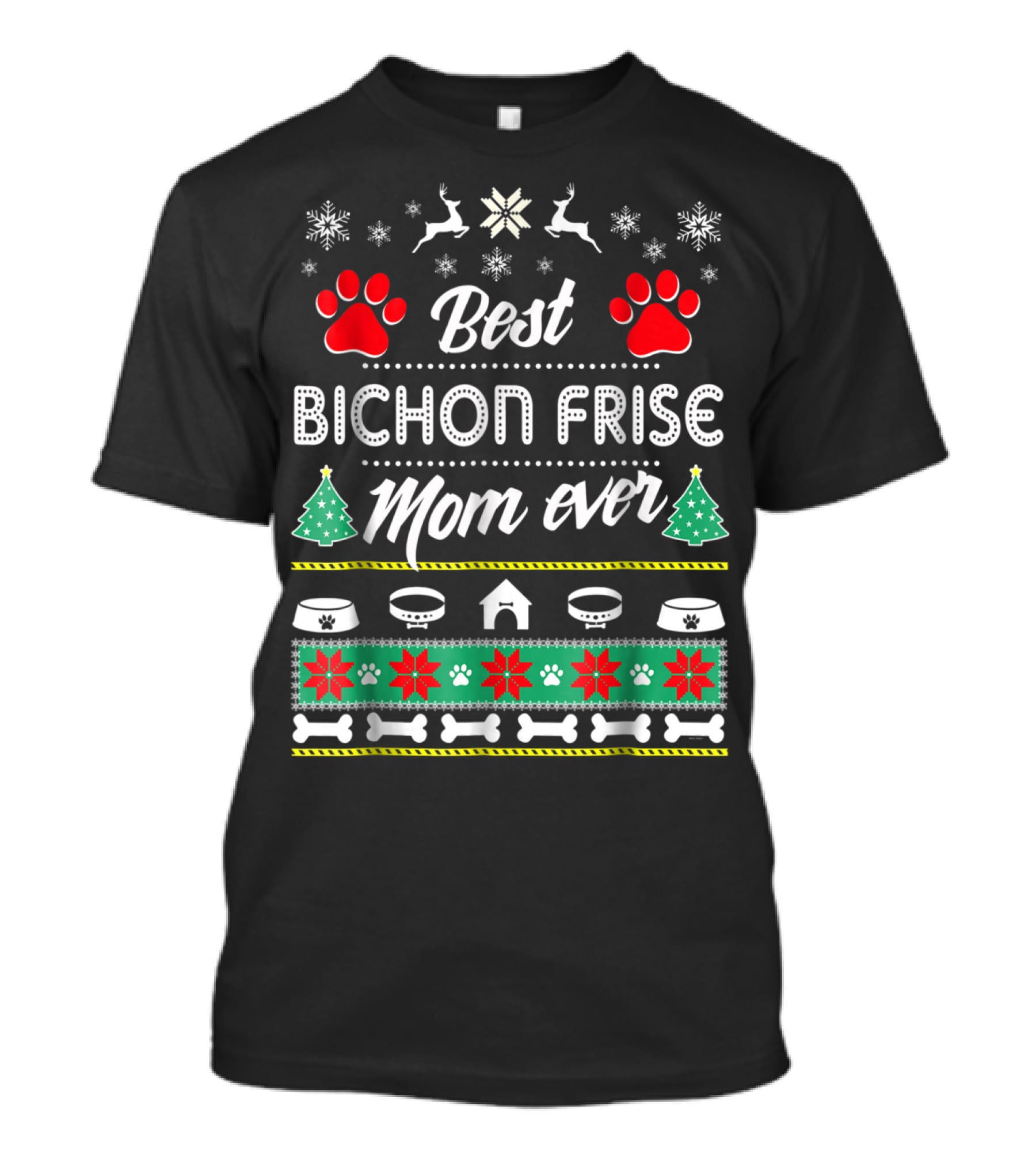 Best Bichon Frise Mom Ever Christmas Ugly T-Shirt