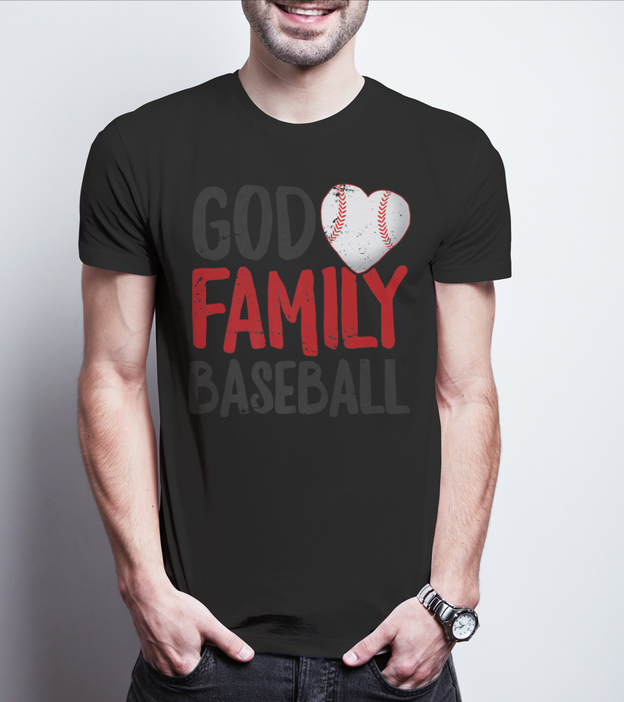God Family Baseball Mom Mother Dad Father Coach27 Heart Baseball T-Shirt