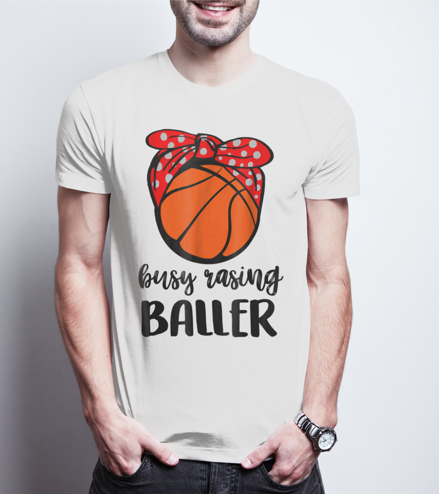 Busy Raising Baller Basketball Bandana Bow T-Shirt