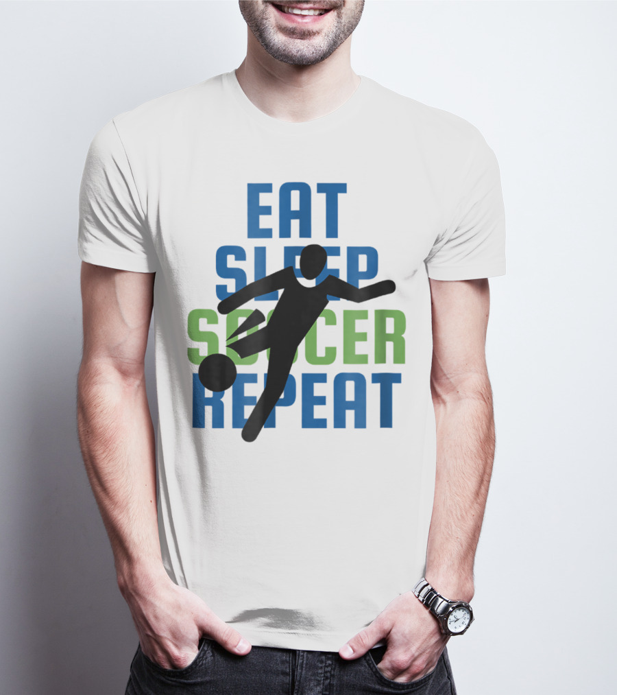 Eat Sleep Soccer Repeat Mom Girl Boy Kids Youth Soccer Player T-Shirt