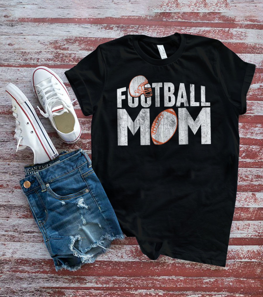 Football Mom Helmet And Ball Fan T-Shirt