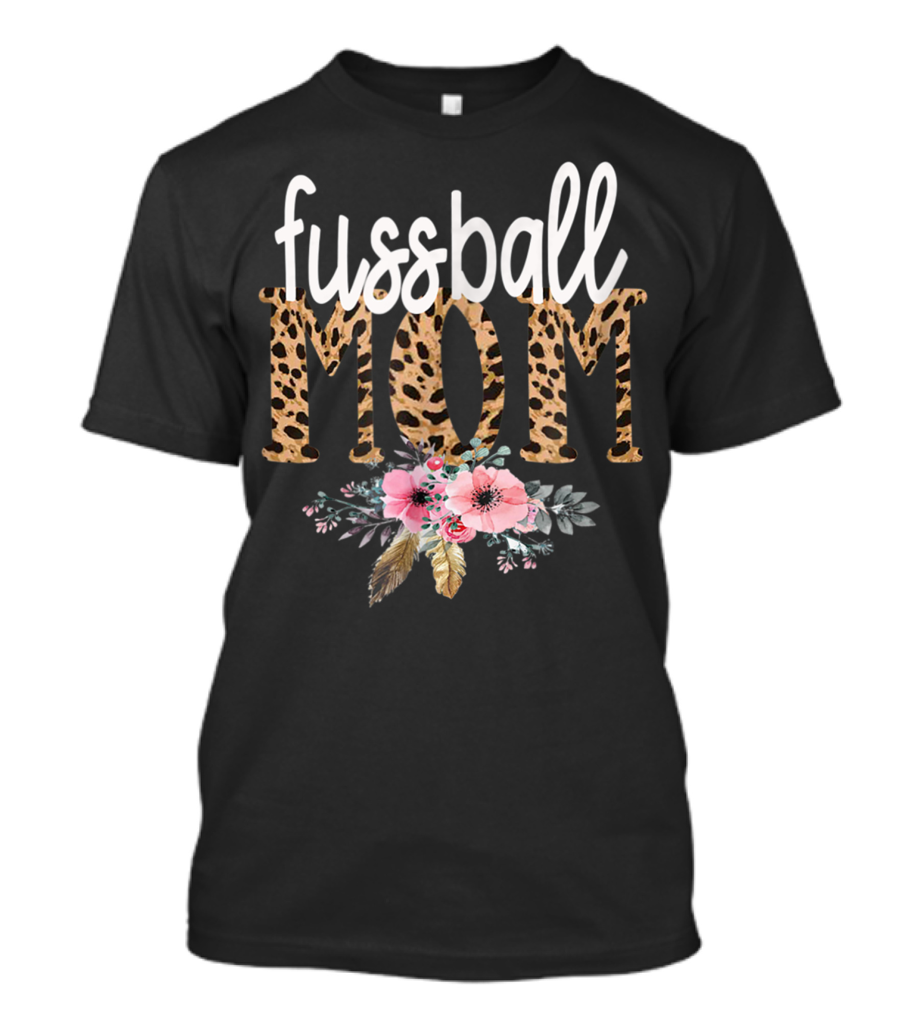 Fussball Mom Leopard Print Floral T-Shirt
