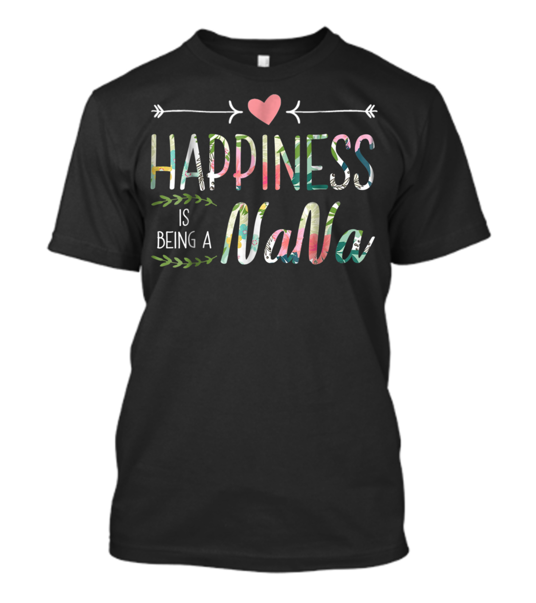 Happiness Is Being A Nana Heart And Floral T-Shirt