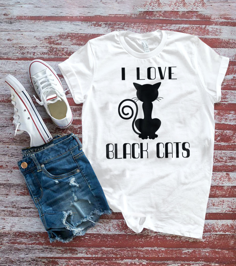 I Love Black Cats Cat Mom Witch T-Shirt