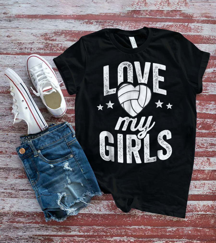 Love My Girls Volleyball Dad Team53 T-Shirt