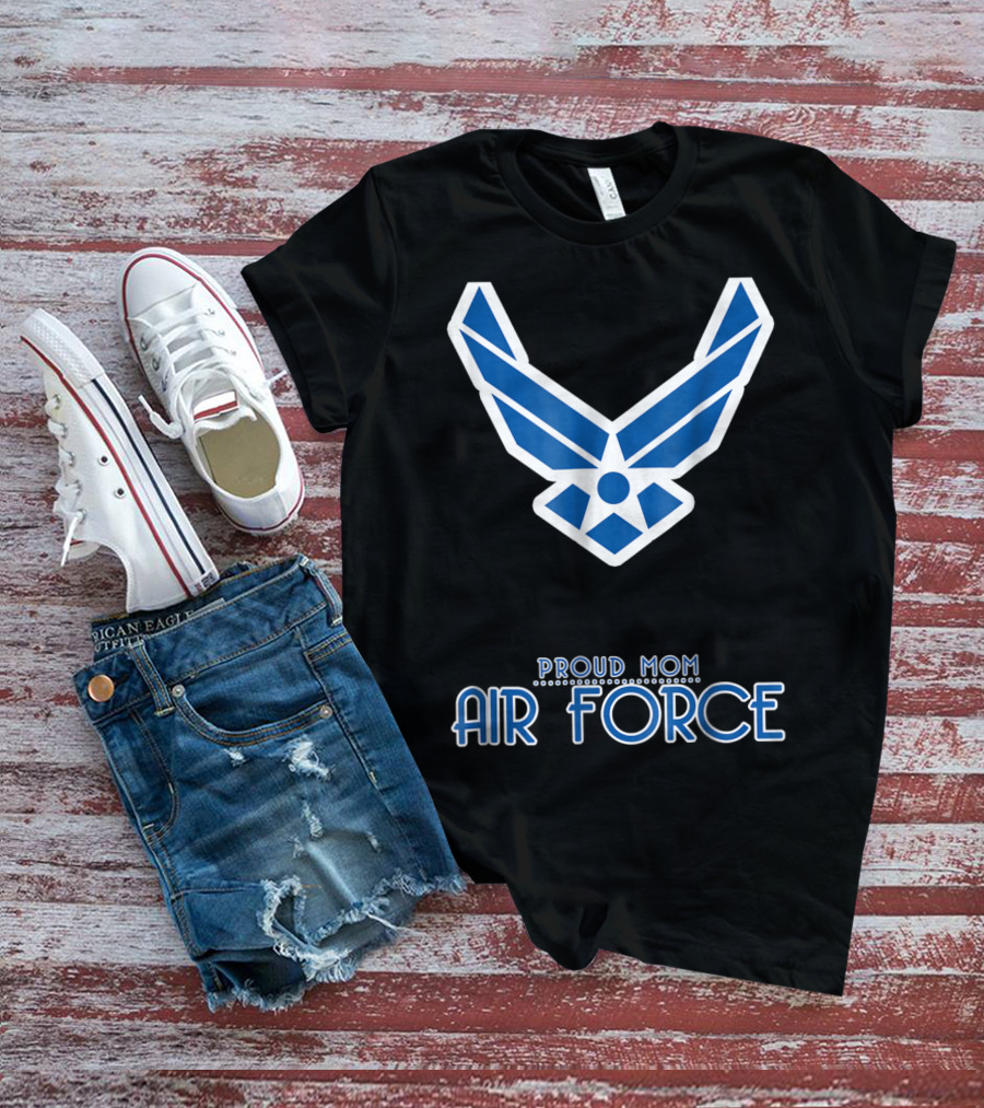 Proud Air Force Mom Blue Emblem T-Shirt