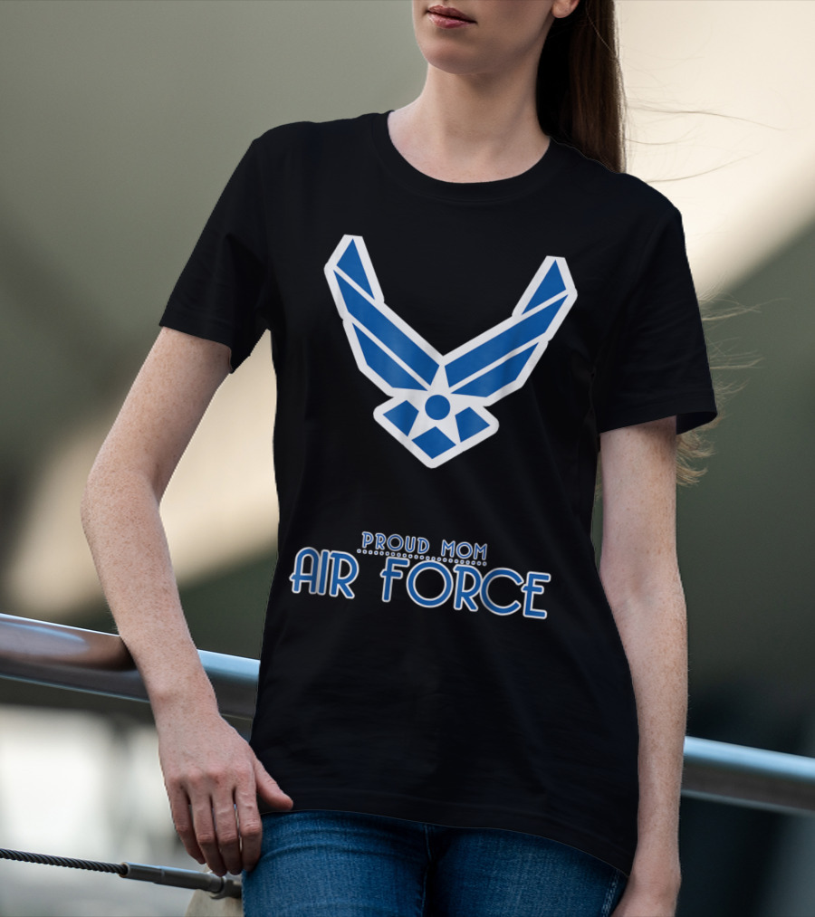 Proud Air Force Mom Blue Emblem T-Shirt