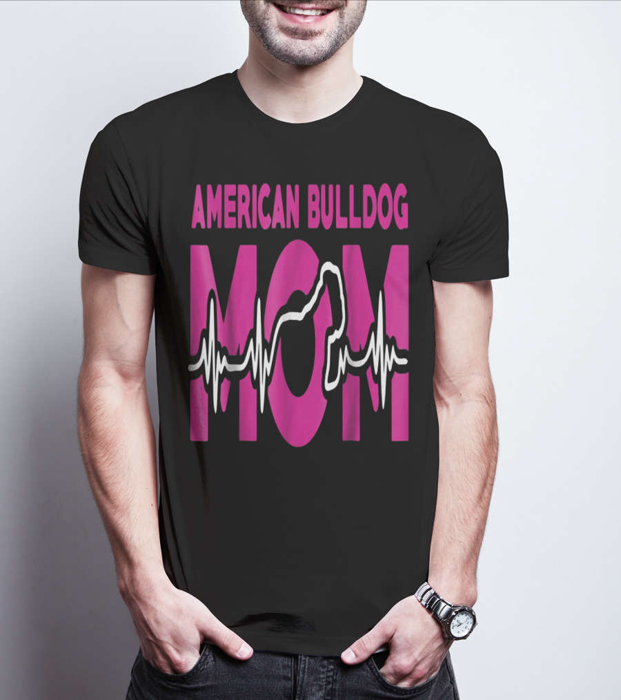 American Bulldog Mom Heartbeat T-Shirt