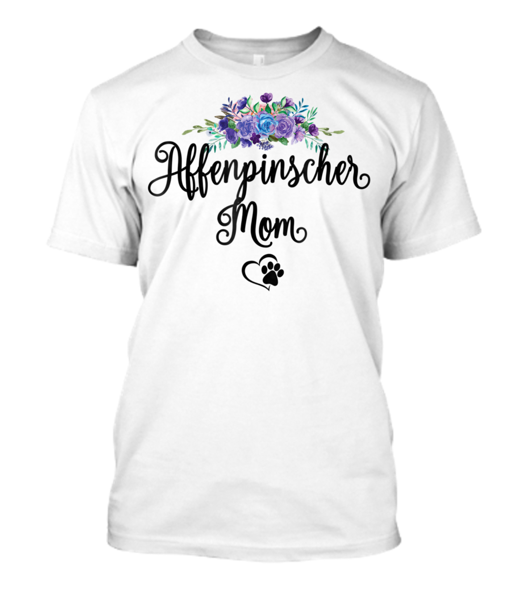 Affenpinscher Mom Floral With Heart And Paw T-Shirt