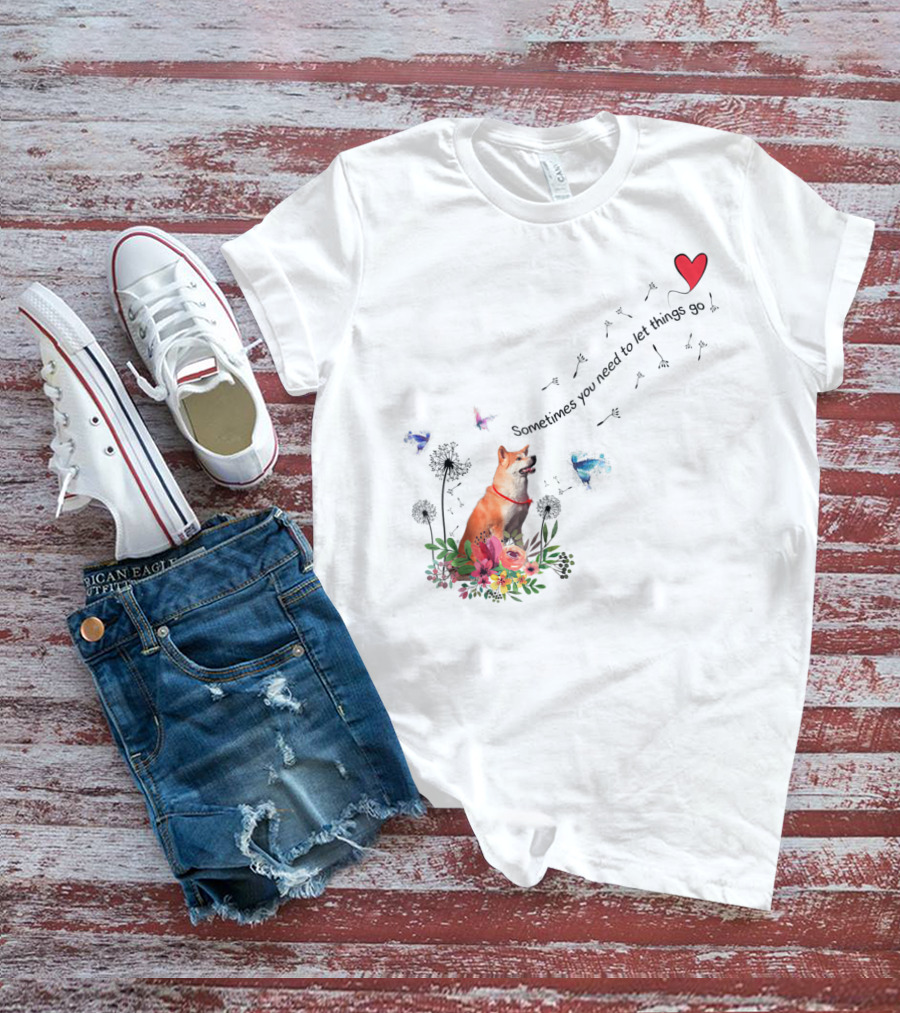 Akita Dog Kids Friend76 Sometimes You Need To Let Things Go T-Shirt