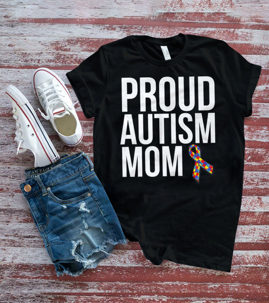 Proud Autism Mom Puzzle T-Shirt