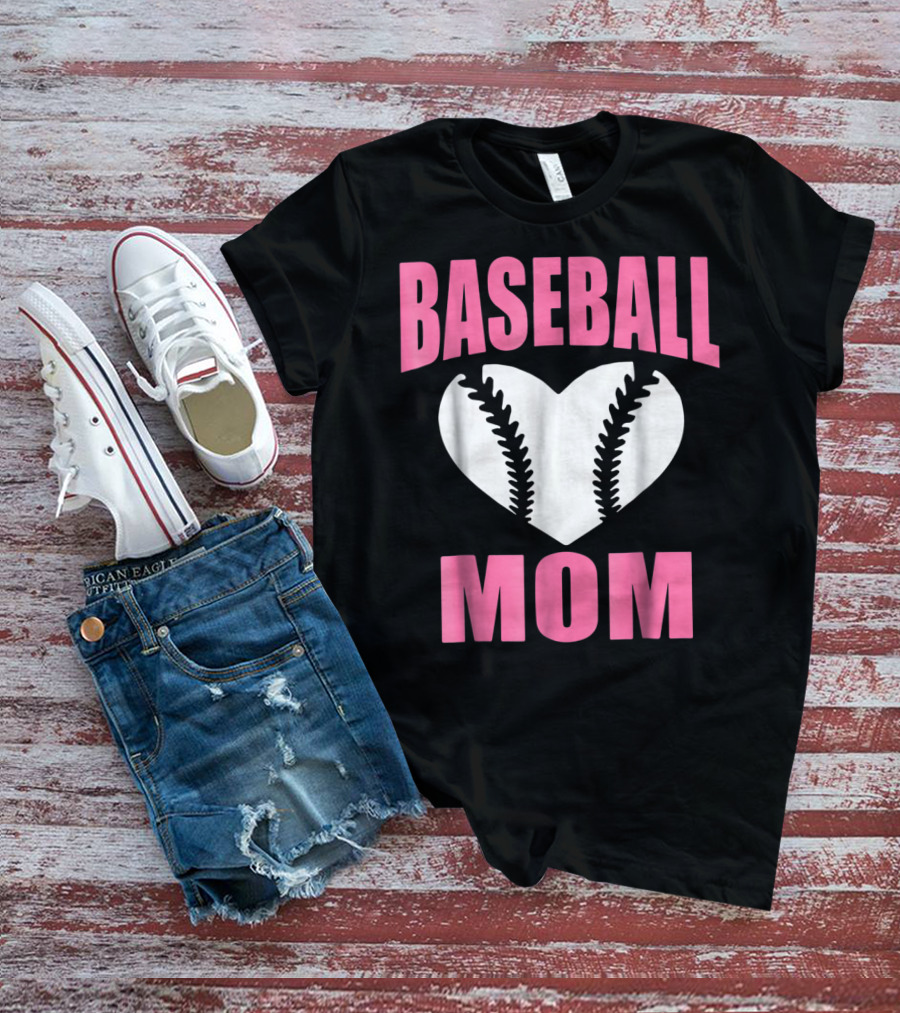 Baseball Mom Heart Baseball T-Shirt