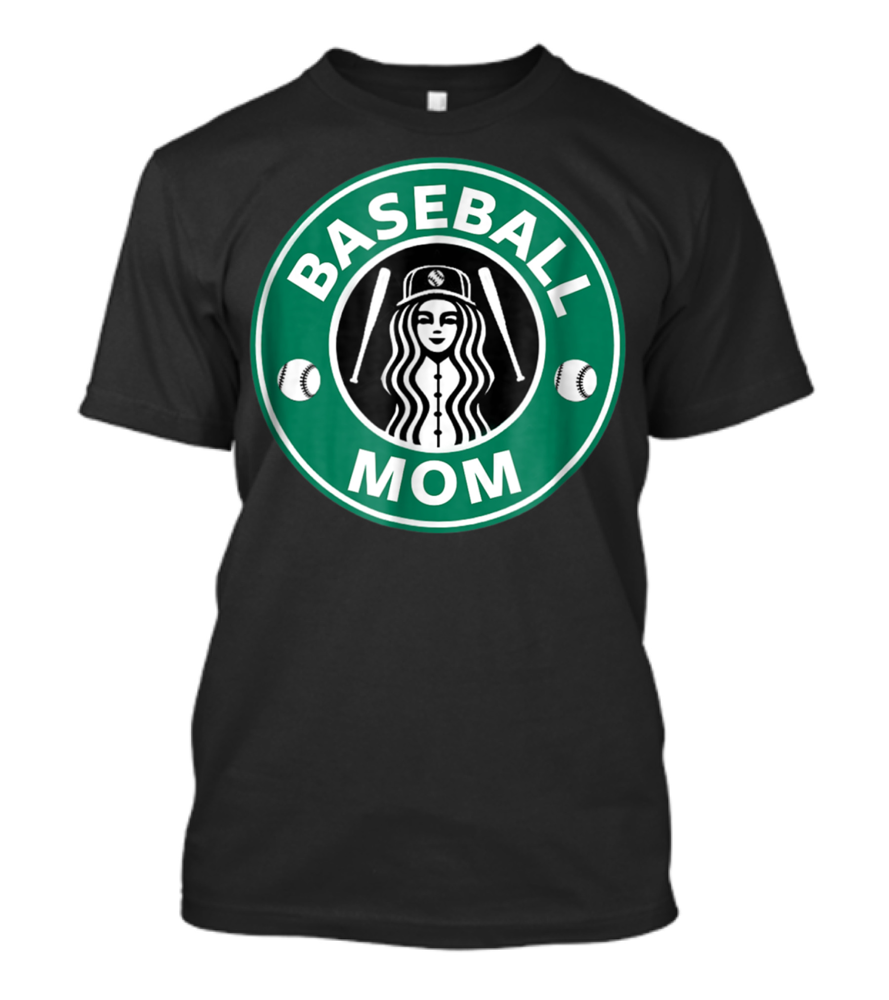 Baseball Mom Coffee Logo Style29 Double Baseball Bats Green Circle T-Shirt