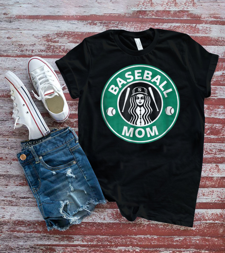 Baseball Mom Coffee Logo Style29 Double Baseball Bats Green Circle T-Shirt