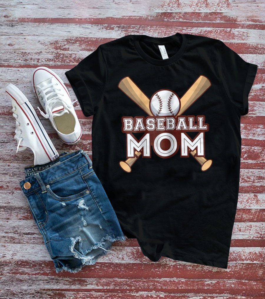 Baseball Mom Crossed Bats And Ball T-Shirt