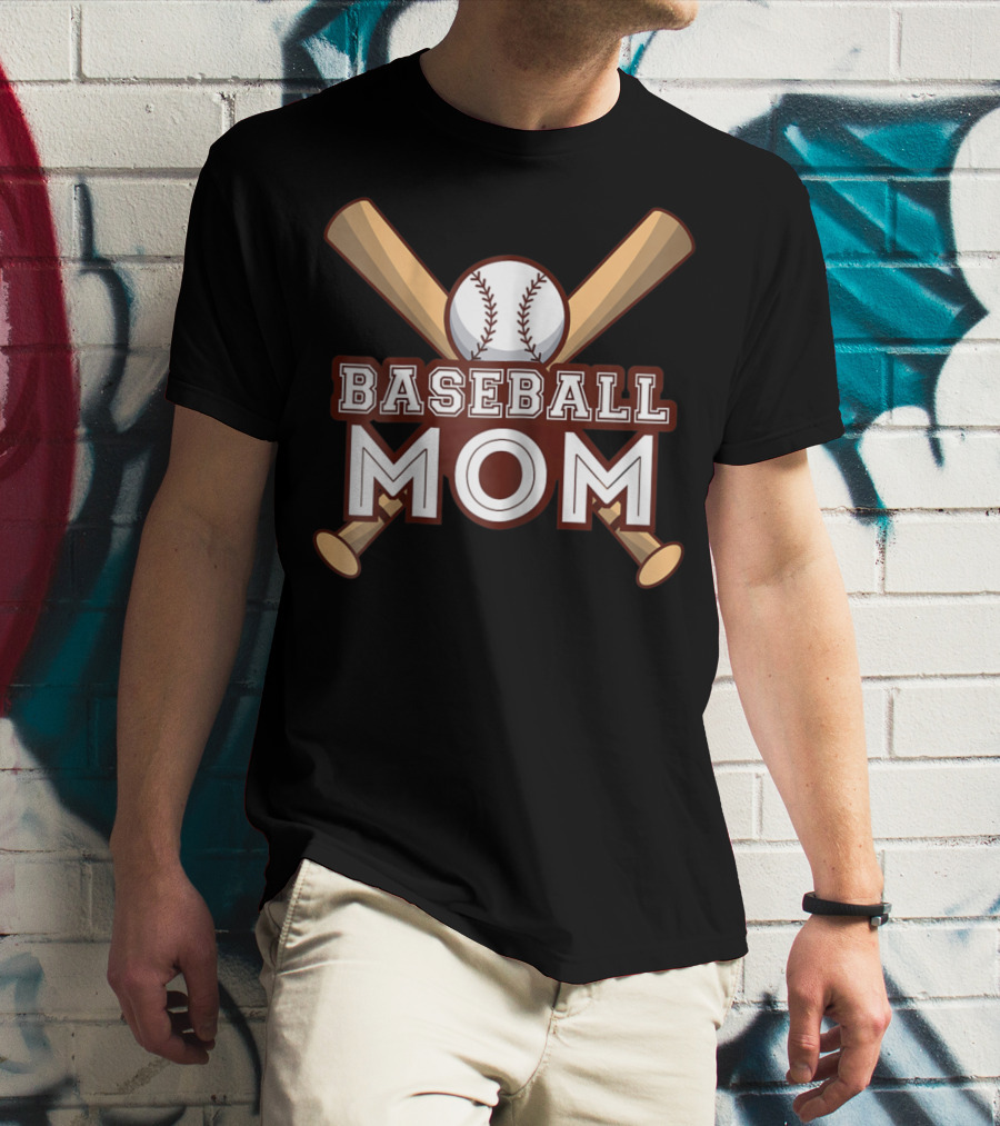 Baseball Mom Crossed Bats And Ball T-Shirt